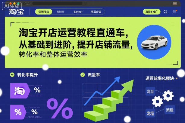 淘宝开店运营教程直通车，从基础到进阶，提升店铺流量，转化率和整体运营效率(更新26年07月11日)-选优云网创