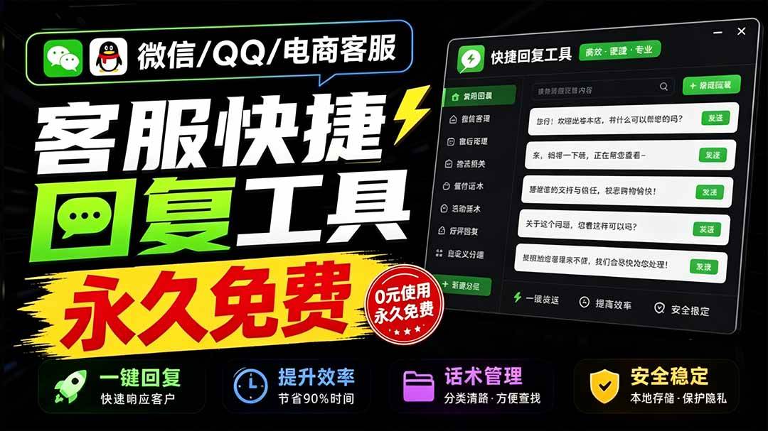 （20420期）微信/QQ/电商客服快捷回复工具，支持多平台话术库与一键发送，永久免费，使用简单！易歪歪-选优云网创