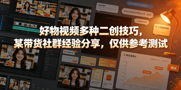 好物视频多种二创技巧，某带货社群经验分享，仅供参考测试-选优云网创