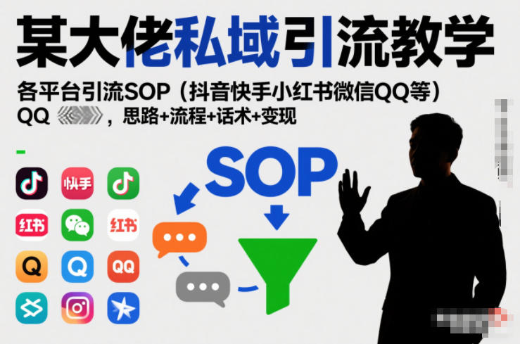 某大佬私域引流教学，各平台引流SOP(抖音快手小红书微信QQ等)，思路+流程+话术+变现(更新0708)-选优云网创