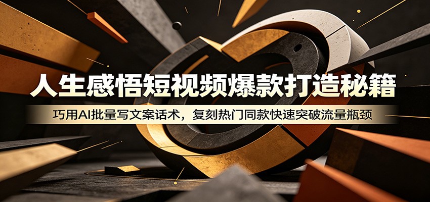 人生感悟短视频爆款打造秘籍：巧用A 批量写文案话术，复刻热门同款快速突破流量瓶颈-选优云网创