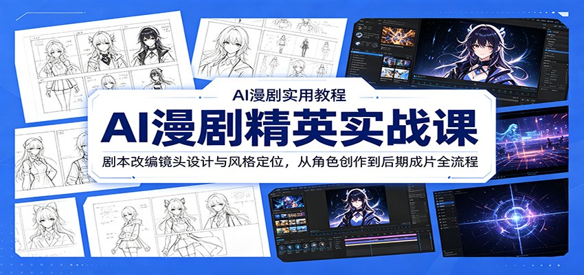 AI漫剧精英实战课：剧本改编镜头设计与风格定位，从角色创作到后期成片全流程-选优云网创