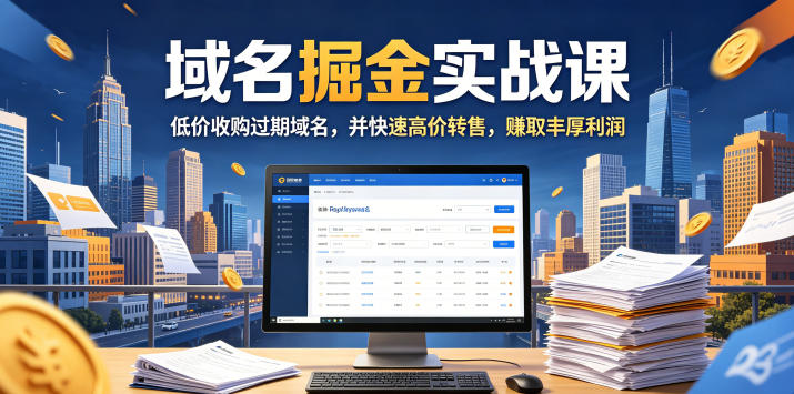 域名交易掘金实战课,低价收购过期域名,并快速高价转售,賺取丰厚利润【原创双语字幕】-选优云网创