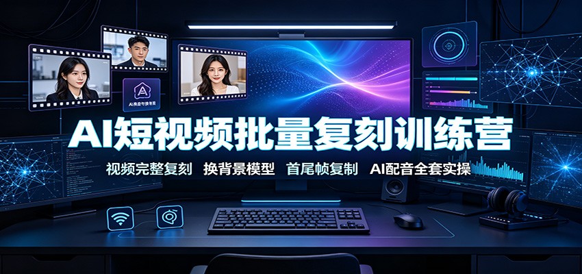 AI短视频批量复刻训练营：视频完整复刻，换背景模型、首尾帧复制、AI配音全套实操-选优云网创