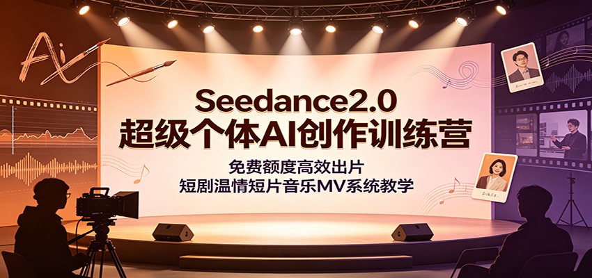 Seedance2.0超级个体AI创作训练营：免费额度高效出片，短剧温情短片音乐MV系统教学-选优云网创