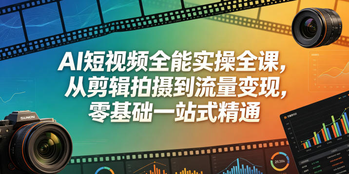 AI短视频全能实操全课，从剪辑拍摄到流量变现，零基础一站式精通-选优云网创