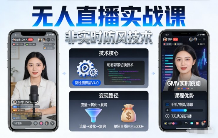 宝子哥无人直播实战课，非实时防风技术，聚焦抖音快手等平台直播带货，轻松开启直播变现之路(更新2026年08月06日)-选优云网创