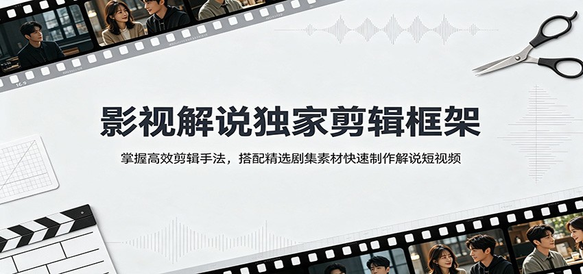 影视解说独家剪辑框架：掌握高效剪辑手法，搭配精选剧集素材快速制作解说短视频-选优云网创