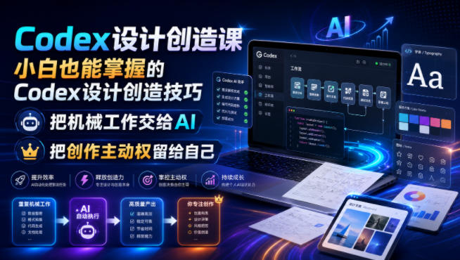 Codex设计创造课，小白也能掌握的Codex设计创造技巧，把机械工作交给AI，把创作主动权留给自己-选优云网创