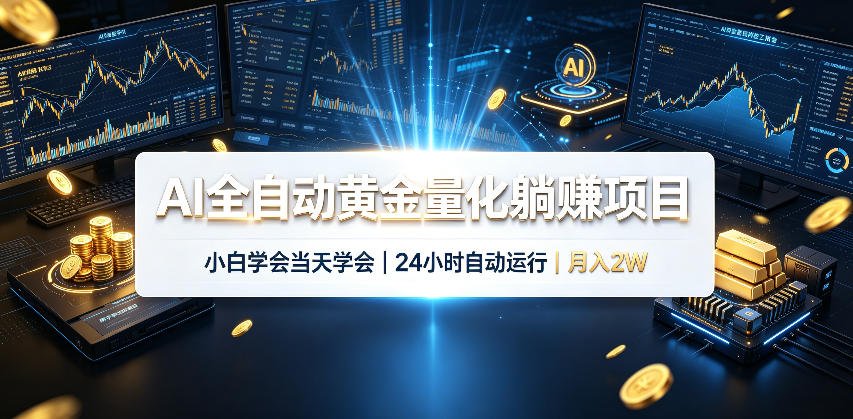AI全自动黄金量化躺賺项目，24小时自动运行，月入2W！-选优云网创