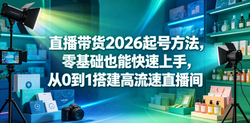 直播带货2026起号方法，零基础也能快速上手，从0到1搭建高流速直播间-选优云网创