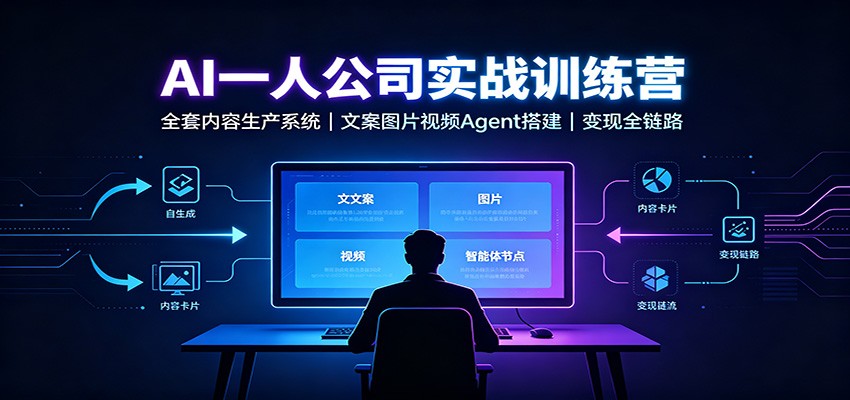 AI创作一人公司实战训练营：全套内容生产系统，文案图片视频Agent搭建变现全链路-选优云网创