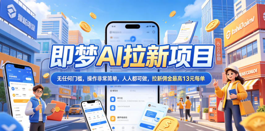 2026年即梦AI拉新项目最新玩法，无任何门槛，操作非常简单，人人都可做，拉新佣金最高13元每单-选优云网创
