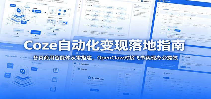 Coze自动化变现落地指南：各类商用智能体从零搭建，OpenClaw对接飞书实现办公提效-选优云网创