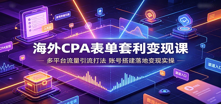 海外CPA表单套利变现课：多平台流量引流打法，账号搭建落地变现实操-选优云网创