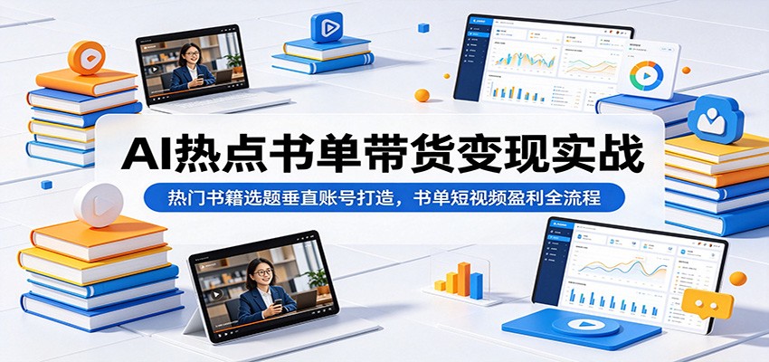 AI热点书单带货变现实战：热门书籍选题垂直账号打造，书单短视频盈利全流程-选优云网创