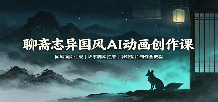 聊斋志异国风AI动画创作课：国风画面生成，故事脚本打磨，聊斋短片制作全流程-选优云网创