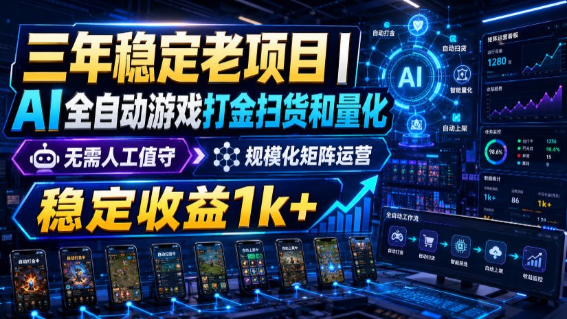 稳定三年的海外游戏全自动搬砖玩法，日入千元，无脑操作！-选优云网创