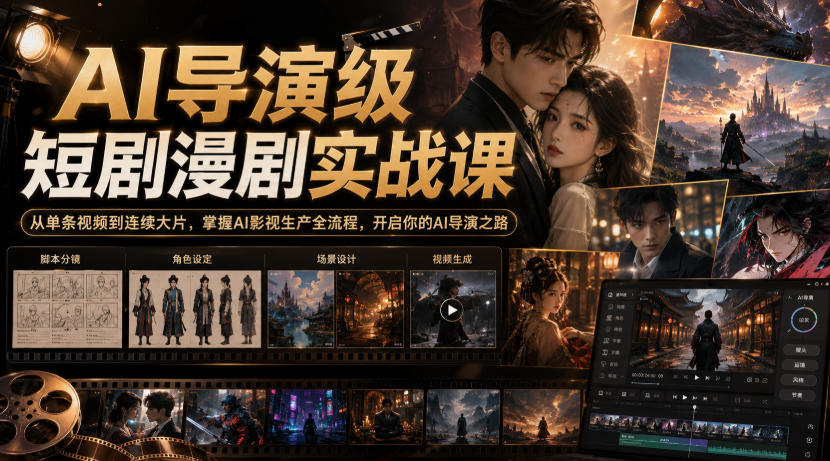 AI导演级短剧漫剧实战课，从单条视频到连续大片，掌握AI影视生产全流程，开启你的AI导演之路!-选优云网创