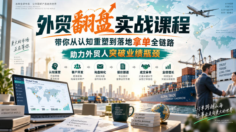 外贸翻盘实战课程，带你从认知重塑到落地拿单全链路，助力外贸人突破业绩瓶颈-选优云网创