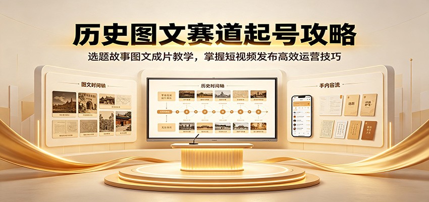 历史图文赛道起号攻略:选题故事图文成片教学,掌握短视频发布高效运营技巧-选优云网创