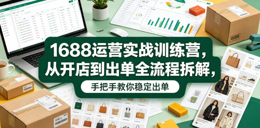 1688运营实战训练营，从开店到出单全流程拆解，手把手教你稳定出单(更新0620)-选优云网创