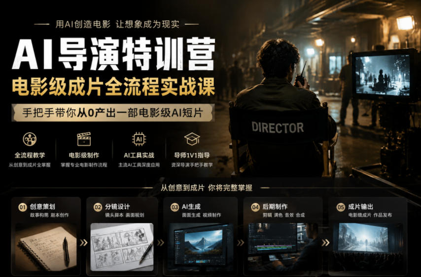 AI导演特训营，电影级成片全流程实战课，手把手带你从0产出一部电影级AI短片-选优云网创