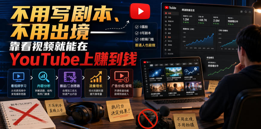 不用写剧本、不用出境——靠看视频就能在YouTube上賺到钱【原创双语字幕】-选优云网创