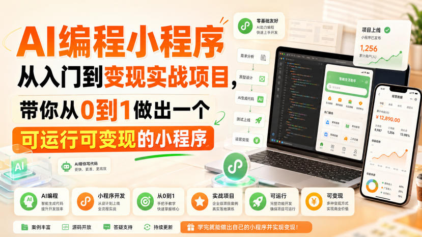AI编程小程序从入门到变现实战项目，带你从0到1做出一个可运行可变现的小程序-选优云网创