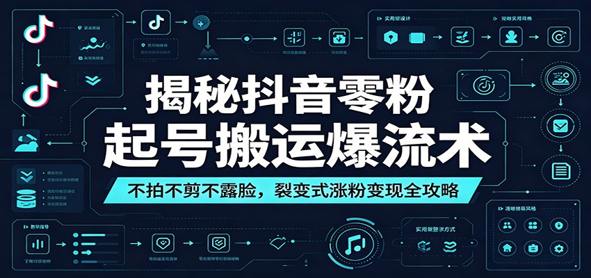 揭秘抖音零粉起号搬运爆流术：不拍不剪不露脸，裂变式涨粉变现全攻略-选优云网创