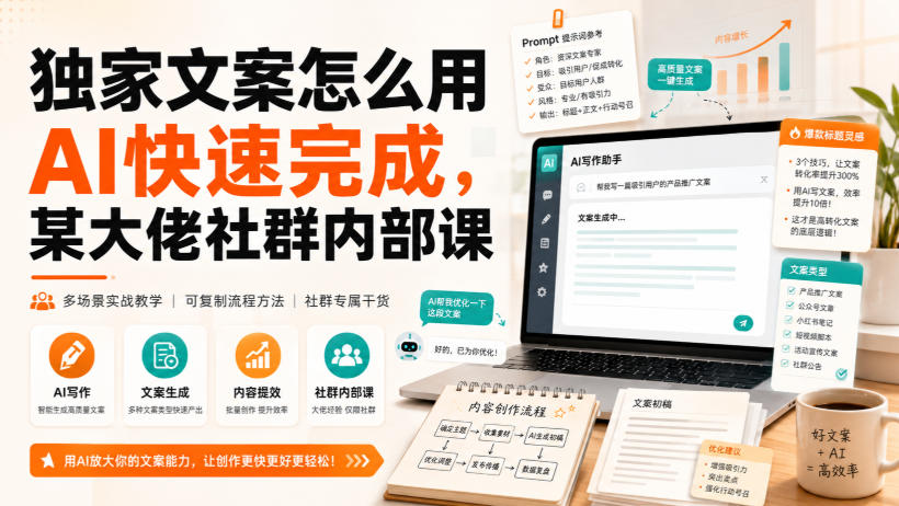 独家文案怎么用AI快速完成，某大佬社群内部课-选优云网创