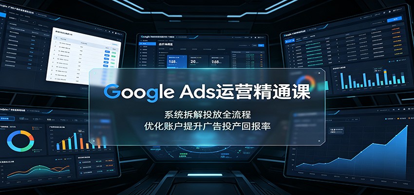 Google Ads运营精通课：系统拆解投放全流程，优化账户提升广告投产回报率-选优云网创
