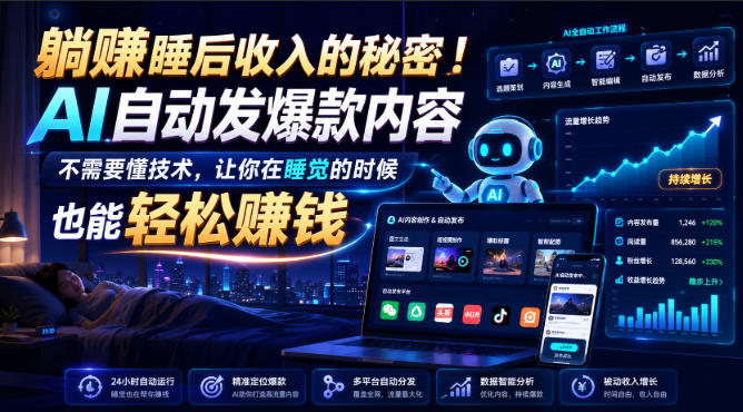躺賺睡后收入的秘密！AI自动发爆款内容，不需要懂技术，让你在睡觉的时候也能轻松賺钱【原创双语字幕】-选优云网创
