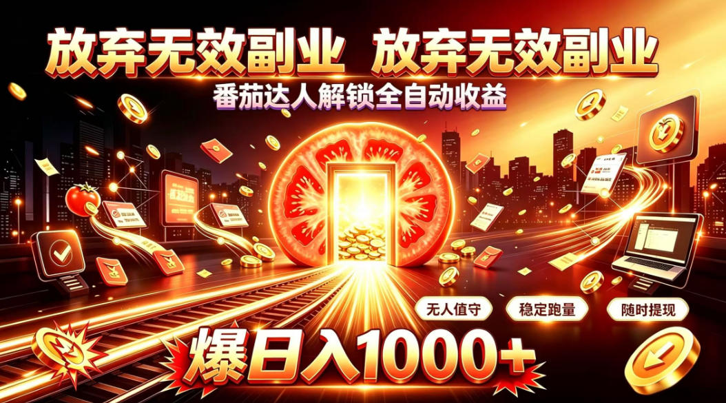 放弃无效副业，番茄达人解锁全自动收益，日入1k+，门槛最低的线上轻资产项目【揭秘】-选优云网创