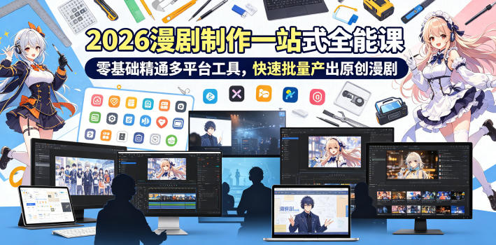 2026 AI漫剧制作一站式全能课，零基础精通多平台工具，快速批量产出原创漫剧-选优云网创