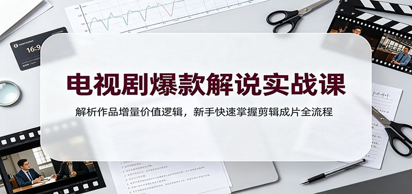 电视剧爆款解说实战课：解析作品增量价值逻辑，新手快速掌握剪辑成片全流程-选优云网创