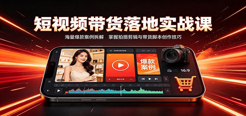 短视频带货落地实战课：海量爆款案例拆解，掌握拍摄剪辑与带货脚本创作技巧-选优云网创
