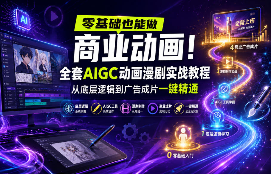 零基础也能做商业动画！全套AIGC动画漫剧实战教程，从底层逻辑到广告成片一键精通(更新0715)-选优云网创
