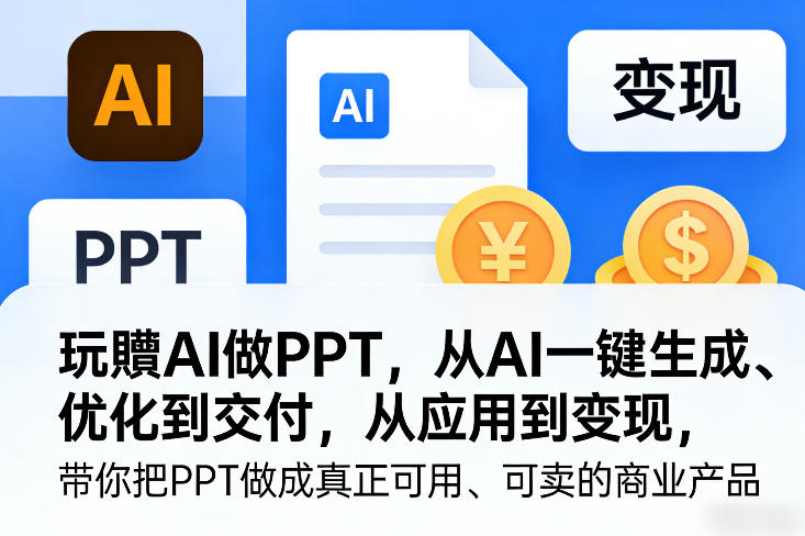 玩賺AI做PPT，从AI一键生成、优化到交付，从应用到变现，带你把PPT做成真正可用、可卖的商业产品（更新0904）-选优云网创