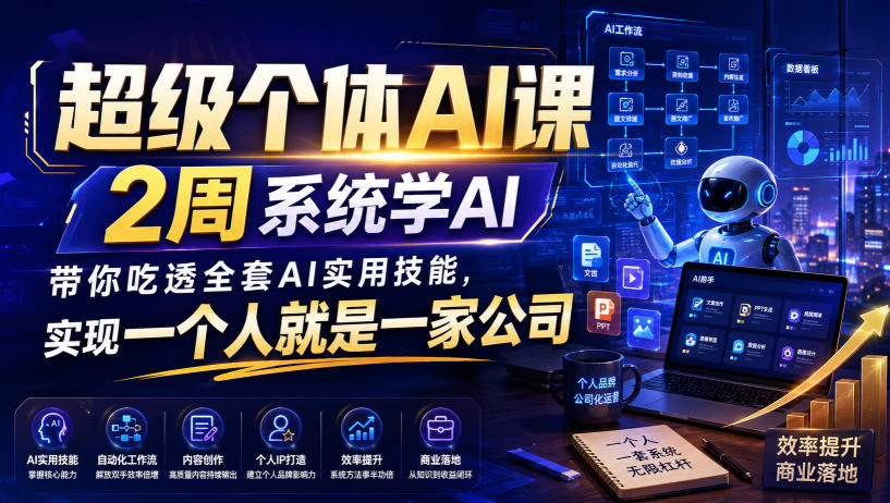 超级个体AI课，2周系统学AI，带你吃透全套AI实用技能，实现一个人就是一家公司(更新0818)-选优云网创