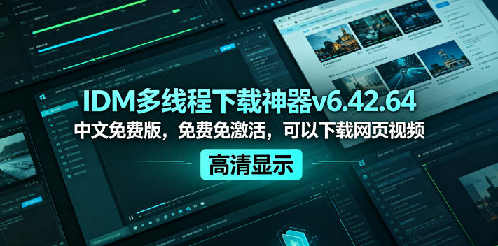 IDM多线程下载神器v6.42.64中文免费版，免费免激活，可以下载网页视频(例如飞书文档内的视频)-选优云网创