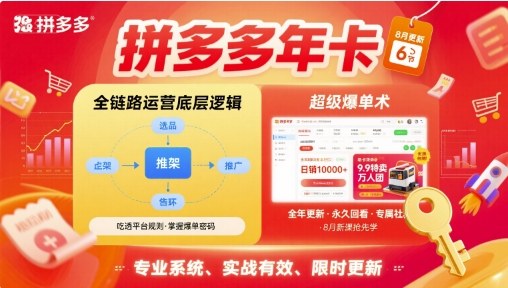 拼多多年卡，拼多多全链路运营底层逻辑，超级爆单术【更新26年8月】-选优云网创