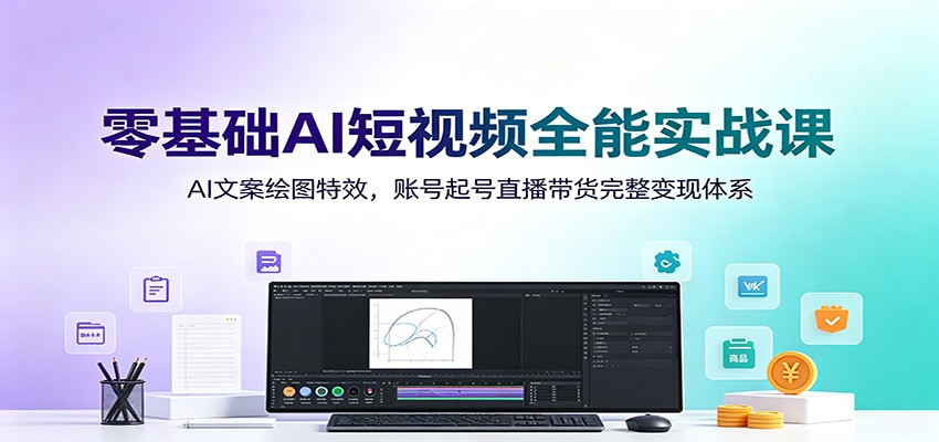 零基础AI短视频全能实战课：AI文案绘图特效，账号起号直播带货完整变现体系-选优云网创