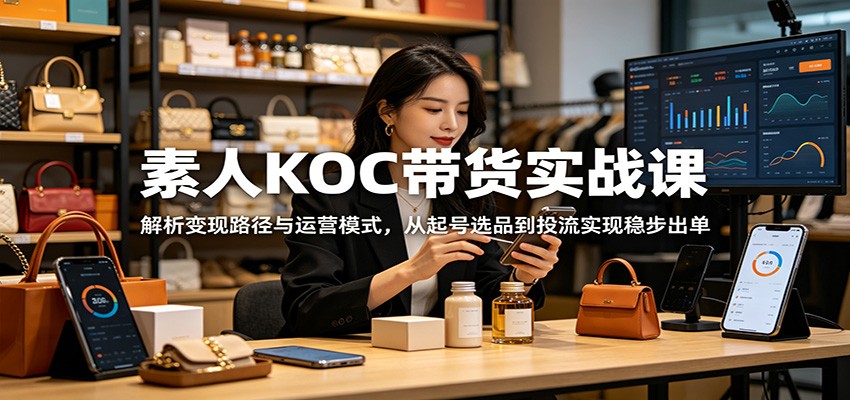 素人KOC带货实战课：解析变现路径与运营模式，从起号选品到投流实现稳步出单-选优云网创