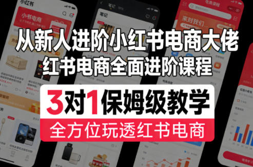 从新人进阶小红书电商大佬，红书电商全面进阶课程，3对1保姆级教学，全方位玩透红书电商-选优云网创