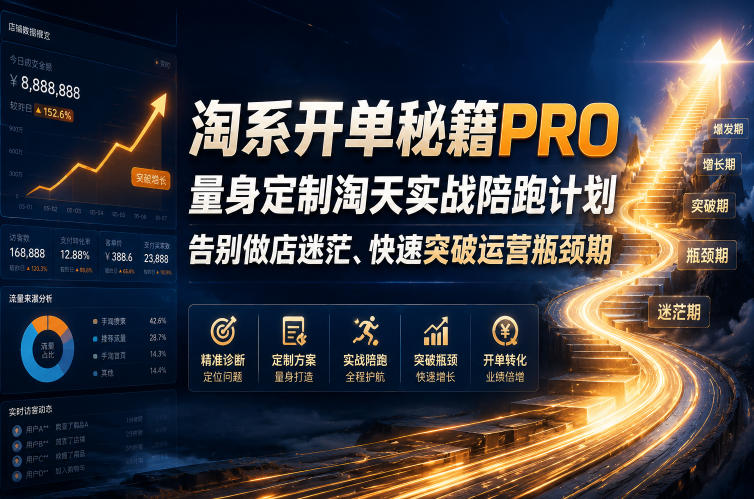 淘系开单秘籍PRO，量身定制淘天实战陪跑计划，告别做店迷茫、快速突破运营瓶颈期（更新260906）-选优云网创