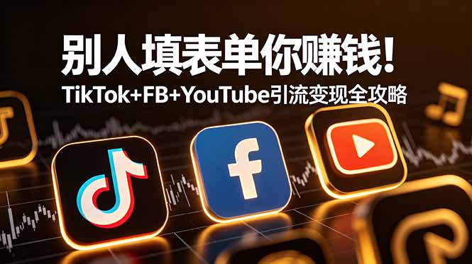 别人填表单你赚钱！TikTok+FB+YouTube 引流变现全攻略【原创双语字幕】-选优云网创