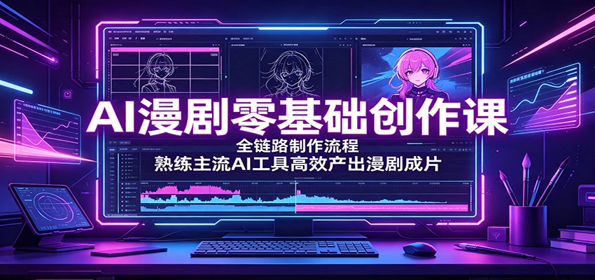 AI漫剧零基础创作课：全链路制作流程，熟练主流AI工具高效产出漫剧成片-选优云网创