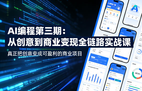 AI编程第三期，从创意到商业变现的全链路实战课，真正把创意变成可盈利的商业项目(更新06月08日)-选优云网创