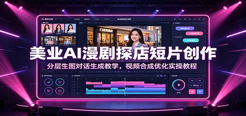 美业AI漫剧探店短片创作：分层生图对话生成教学，视频合成优化实操教程-选优云网创